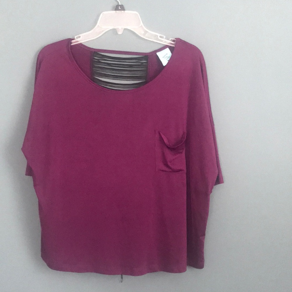 Purple open back shirt